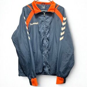Hummel Track Jacket Full Zip Blue Orange Athletic Mens Size M